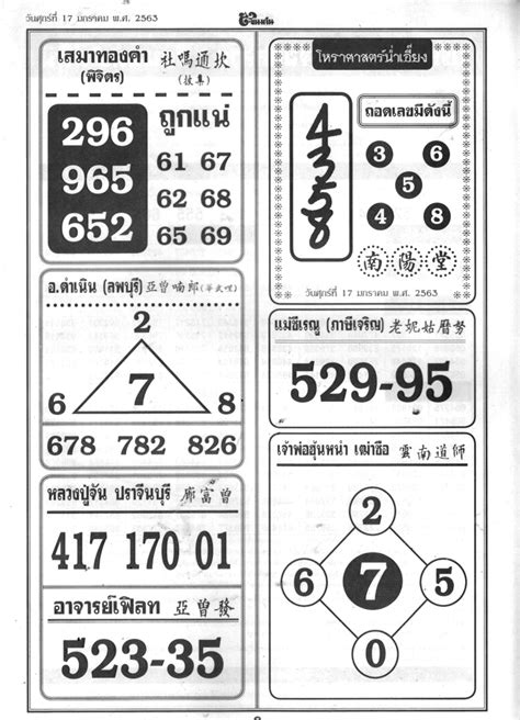 thailand lottery paper
